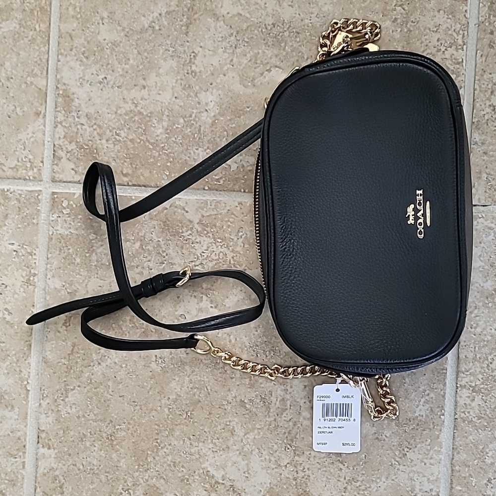 Coach black leather crossbody